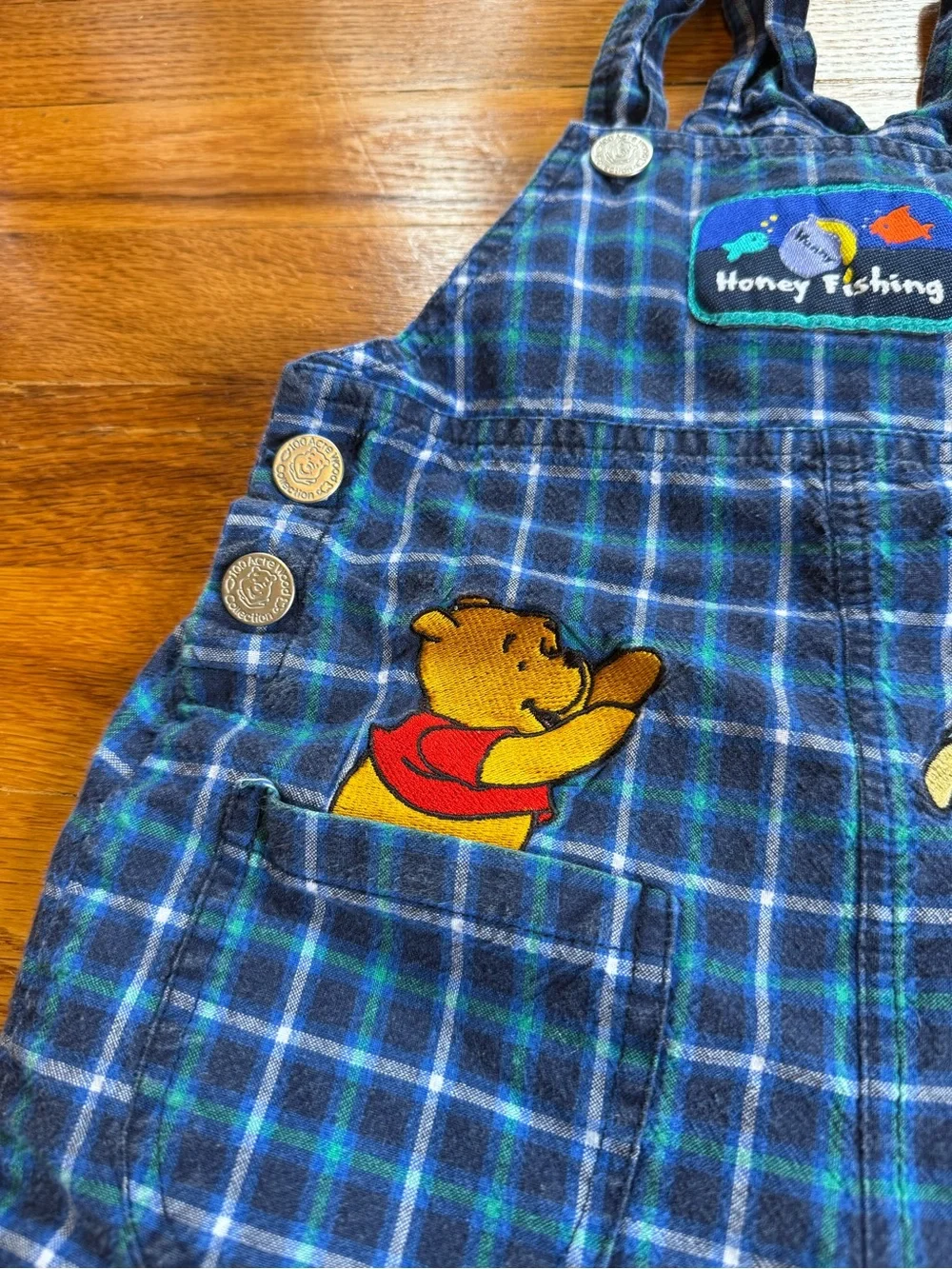 Vintage 90s Winnie the Pooh Disney Character Overalls, Romper Baby (Size 3T)